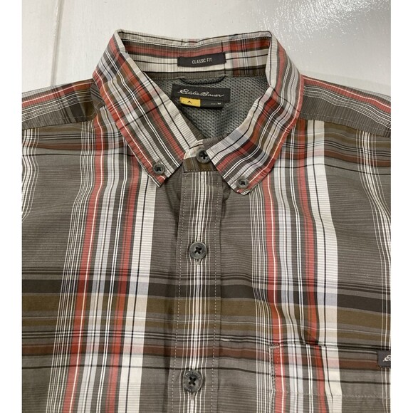 Eddie Bauer Travex Shirt Men’s M Brown Plaid Classic Fit Button Front Outdoors - Picture 4 of 9